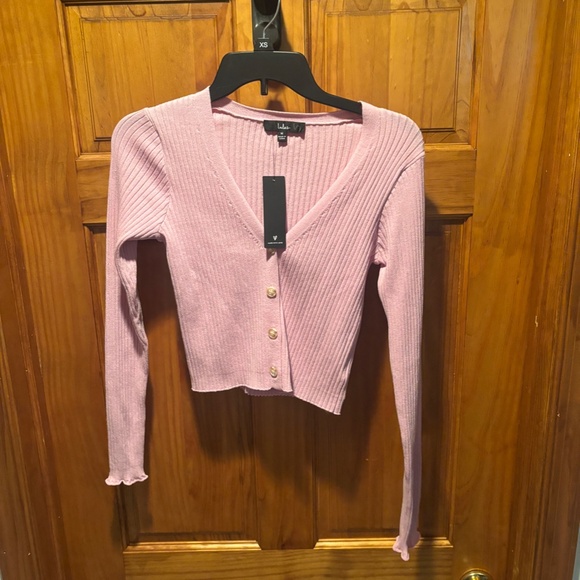 Lulus Women's Button Front Cardigan in Pink Medium NWT - Picture 2 of 6